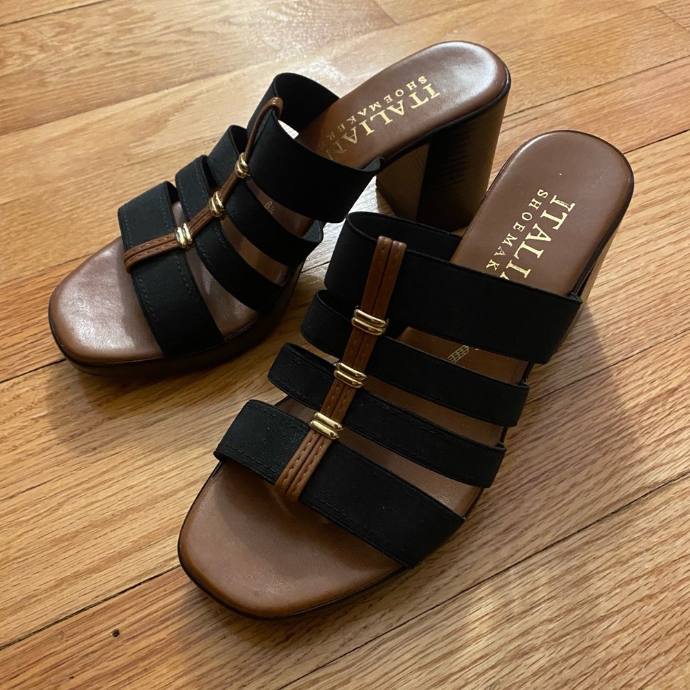 Black + tan Italian pumps